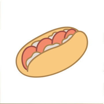 Hot dog illustration with sliced sausage