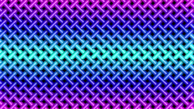Green and yellow woven mesh pattern with glowing light effect moving across the texture green background yellow highlights abstract design glowing