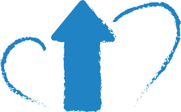 Blue Arrow Heart Icon Up Direction Growth Love Symbol Vector Doodle On Transparent Background