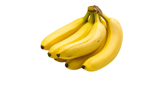 Isolated fresh ripe yellow bananas, a delicious and healthy tropical fruit bunch, nutritious snack