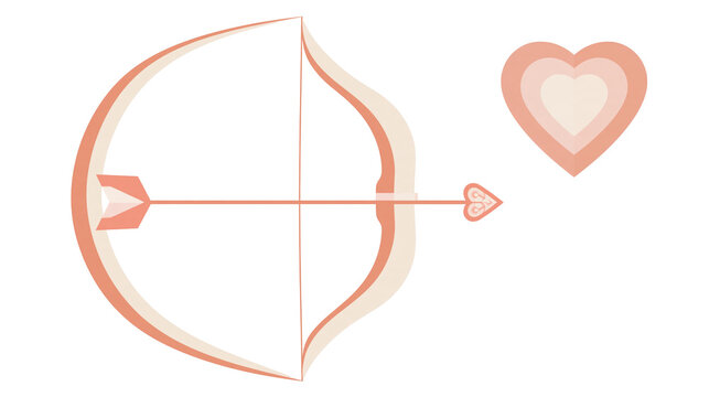 Isolated romantic Cupid's bow and arrow with heart tip and layered love illustration.