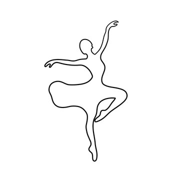 Minimalist Ballerina Dancer Continuous Line Art Vector Illustration