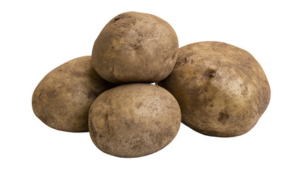 Fototapeta premium Isolated fresh group of unwashed potatoes showing natural texture and earthy appeal.
