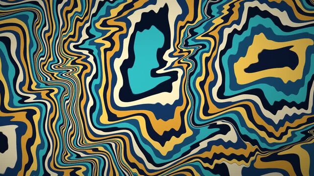 Swirling marbled paint and ink flowing in a suminagashi pattern seamless loop in vibrant navy tones