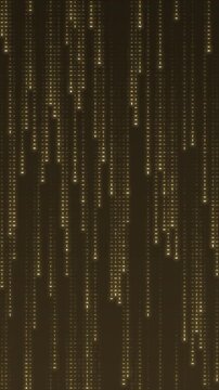Falling digital code rain glowing streaks seamless loop in calm gold tones vertical 9:16