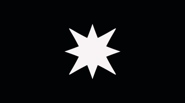 Animated White 8 Point Star Scaling and Pulsating Motion Graphics Video Overlay Background, Minimal Geometric Starburst Loop for Transitions, Motion Design and Visual Effects