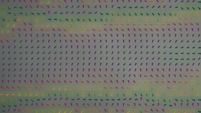 Spin Echo Refocusing Lattice of Precessing Arrows Swept by a Hard Inversion Pulse Seamless Loop in subtle sage tones