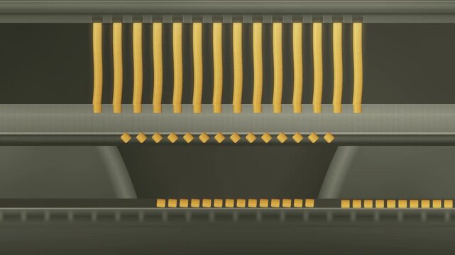 Extruded Polymer Strands Cut Into Pellets by Rotating Pelletizer Blades, Seamless Loop in deep brass tones