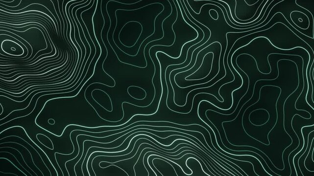 Morphing Topographic Contour Lines Glowing Elevation Map Abstract Motion Background Seamless Loop in rich green tones