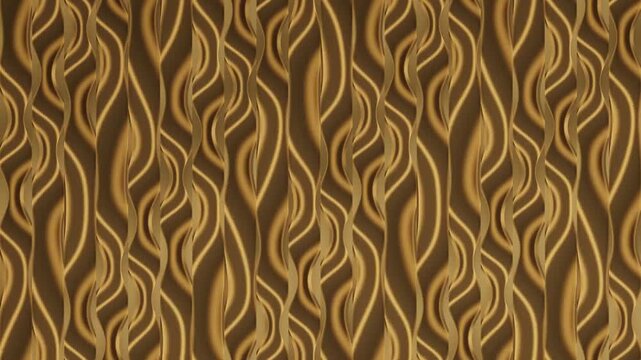 Twisting Aluminium Fin Wall With Helical Torsion Light Bands Seamless Loop in bright gold tones