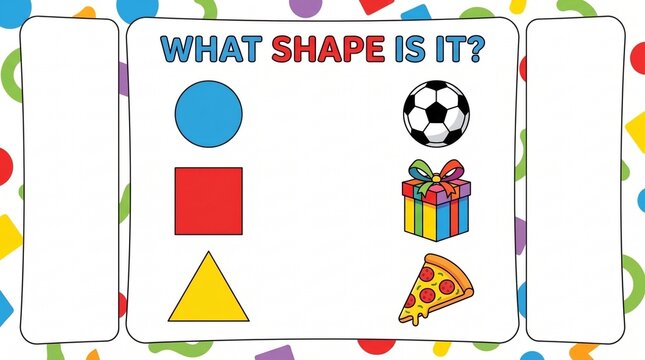 Kids activity worksheet what shape is it educational matching game with geometric figures and objects   