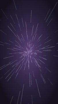 Warp speed hyperspace starfield flight seamless loop in deep violet tones vertical 9:16