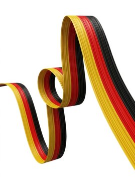 Abstract 3D ribbon in the colors of the German flag flowing dynamically