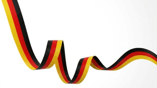 Abstract wavy ribbon in the colors of the German flag on a white background