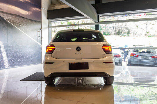 White Volkswagen Polo Highline Hatchback Rear View Showroom Display