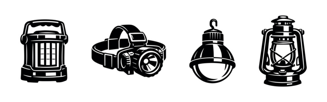 Set of Camping and Outdoor Light Icons