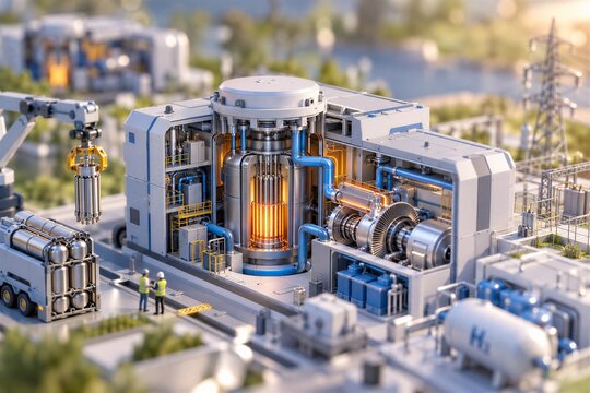 Small Modular Reactor Graphic Illustrating Compact Nuclear Energy Solutions for a Sustainable Future.