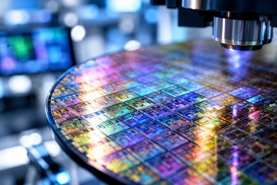 Silicon Wafer: Integrated Circuit Microchip Manufacturing with Photolithography and Micromachining for Semiconductor Processors