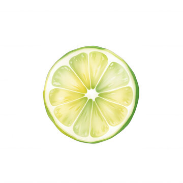 Fresh lime slice cut in half isolated on black background