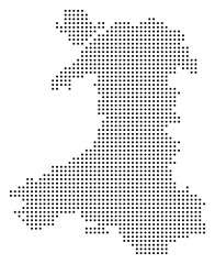 Obraz premium Vector Map of Wales with Black Dot Location Marker on White Background