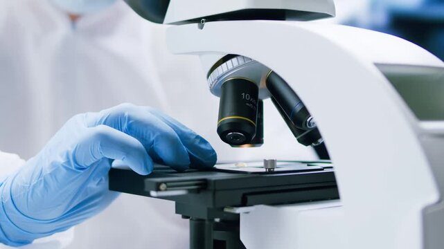 Engineer doctor working with microscope in laboratory, Scientific laboratory with various research equipment, man conducting experiments and research, Science and technology concept.