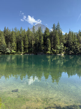 Clear Shallow Water Reveals a Rocky Alpine Lakebed in Switzerland