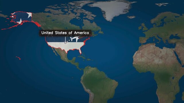 Flight from the US to Egypt, accompanied by a map of the country and the flag.