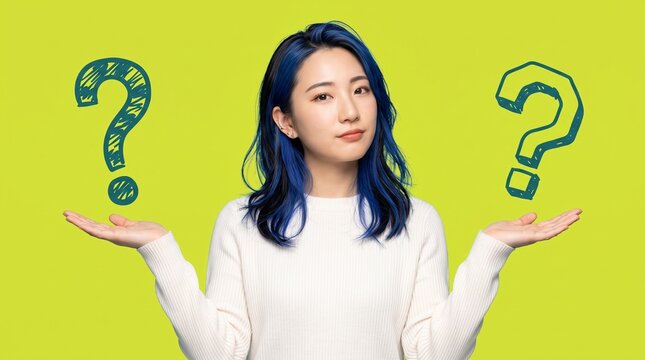 Young woman choosing between two options
