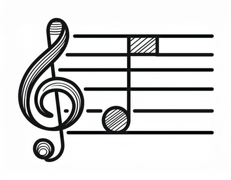 simple eighth note and treble clef symbol in black line art on white background