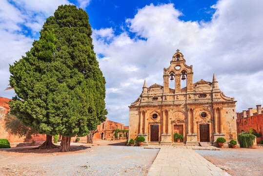 Arkadi, Greece. Arkadi Monastery in Crete is a historic 16th-century landmark, renowned for its Venetian architecture and resistance.