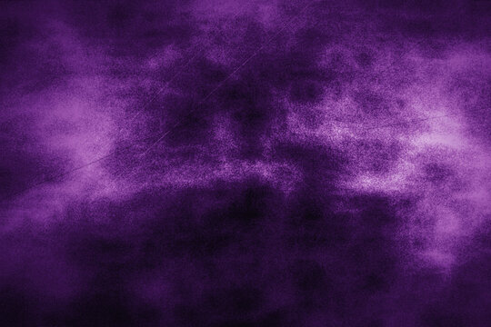 Abstract deep purple grunge background featuring smoky textures and scratch marks ideal for dramatic digital art and moody graphic design backdrops.