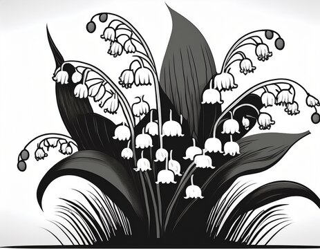 lily of the valley silhouette on white background
