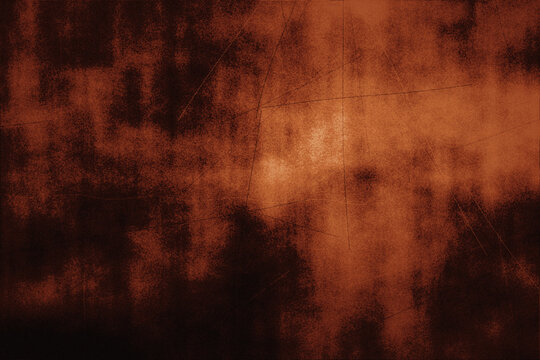 Dark copper rust texture with golden highlight and fine scratch lines perfect for moody vintage backgrounds and industrial atmospheric design projects.