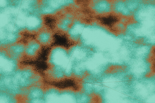 Abstract textured turquoise background with brown oxidation and fine scratch details ideal for industrial grunge overlay or vintage backdrop design.