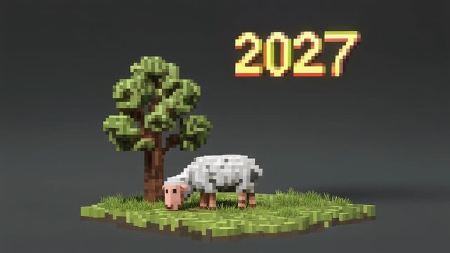 Voxel Sheep and 2027 Landscape 4K Generative AI