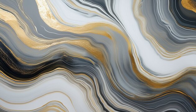 modern abstract marble texture rug with grey white and metallic gold veins fluid agate wave design