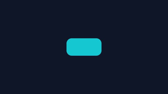 Minimalist cyan rounded rectangle shape pulsing animation on dark 4k background