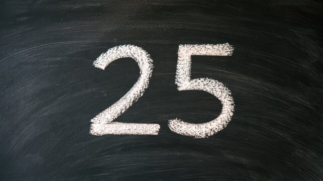 A chalk-written number 25 stands out on a dark chalkboard surface, marking the 90 day challenge for a blogger.
