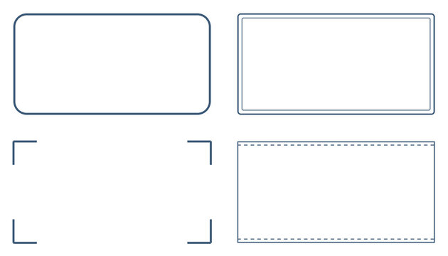 Simple line frame set four styles rounded corner and dashed border