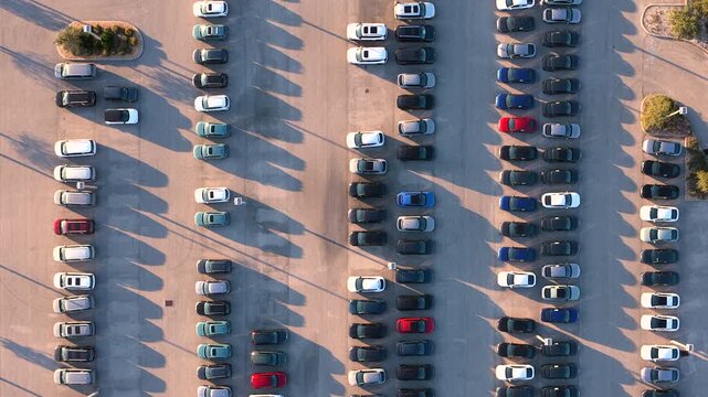 Car showroom exterior with brand new vehicles in stock, clean parking lot and modern infrastructure, representing automotive business, leasing services and dealership marketing.