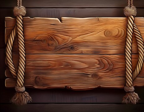 rustic wooden sign with rope