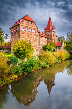 Lauf an der Pegnitz, Germany. Autumn colors landscape of Wenzelburg.