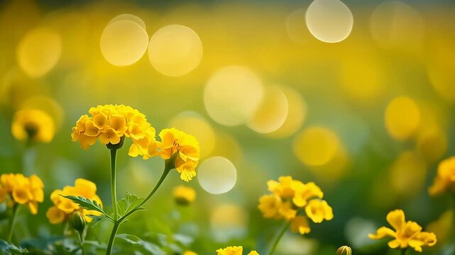 Yellow Marigolds in Sunlight 4K Generative AI