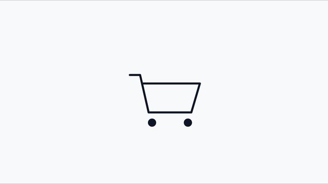 Minimalist shopping cart animation with falling orange square for e-commerce and retail digital marketing projects 4k