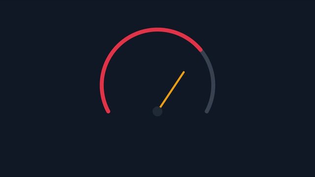 Minimalist speedometer gauge animation: dynamic performance and progress loading indicator for ui 4k