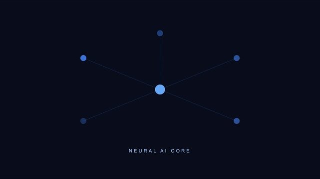 Neural ai core network animation: abstract digital data connectivity and artificial intelligence technology concept 4k