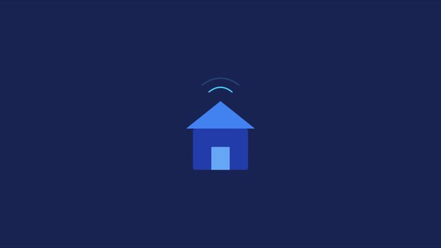 Smart home wi-fi connection animation: wireless signal and house symbol for digital automation and internet technology concepts 4k
