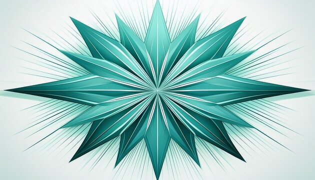 teal geometric starburst pattern abstract symmetrical design decorative motif on white background clean lines and sharp angles