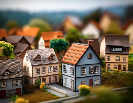 miniature houses in a small town