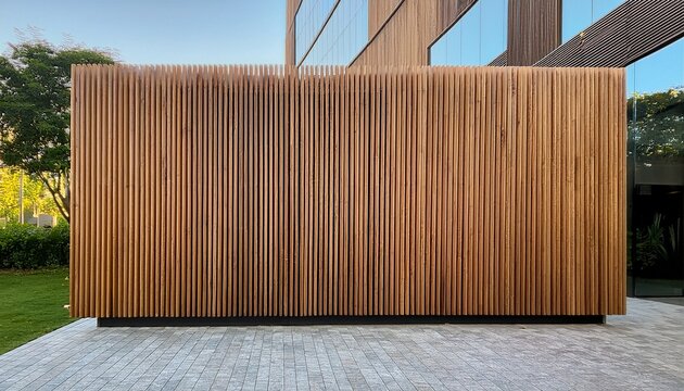 modern wooden slat wall texture with natural vertical panels and elegant architectural background